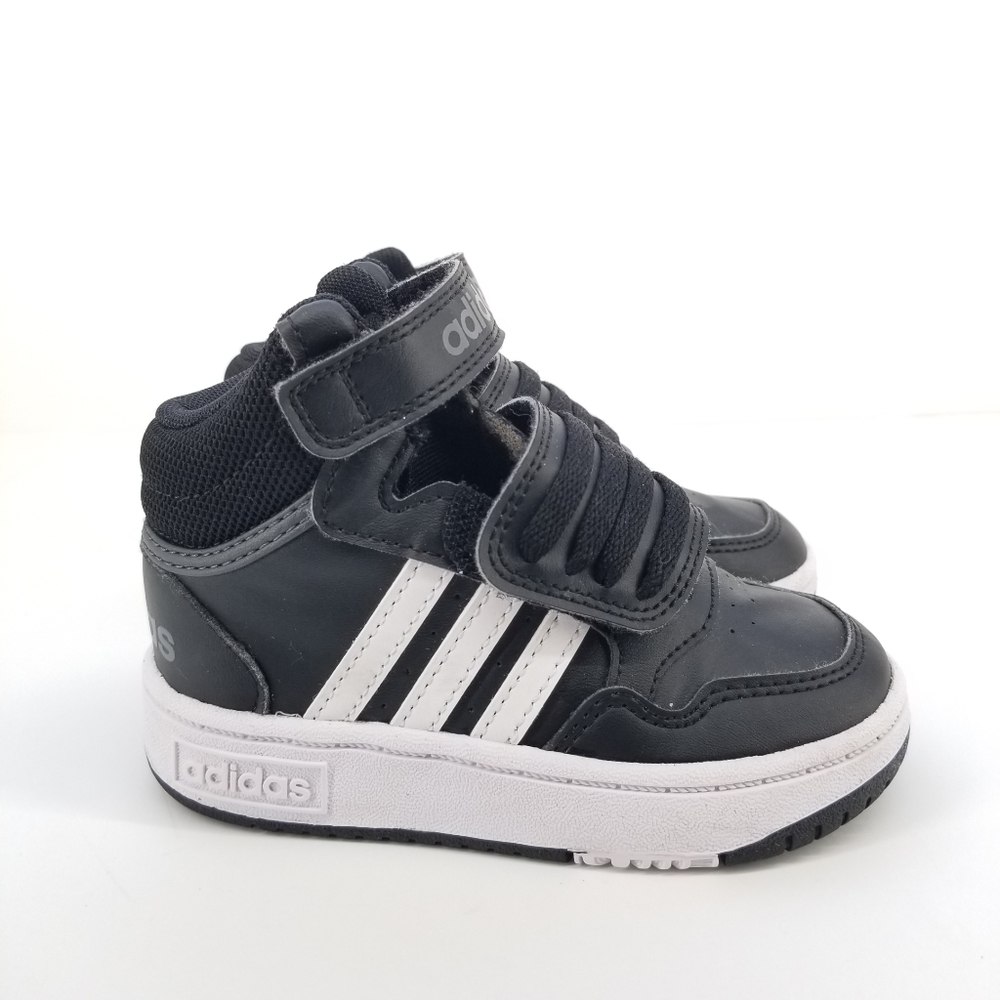 B4 Toddler Adidas Hoops Mid 3.0 AC Synthetic GW0408 Black White Sz 8K
